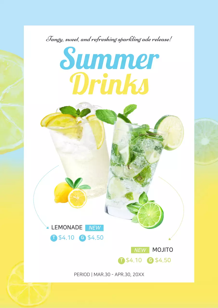 Blue Modern Drinks Promotion Poster