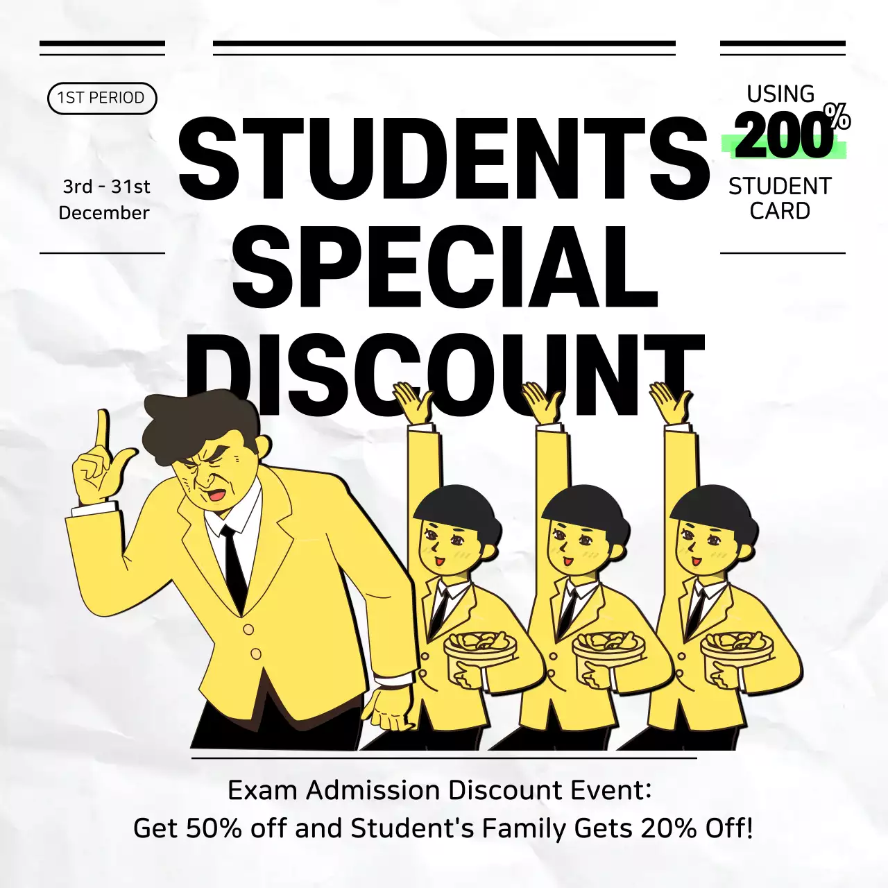 Yellow Retro Student Promotion Instagram Post