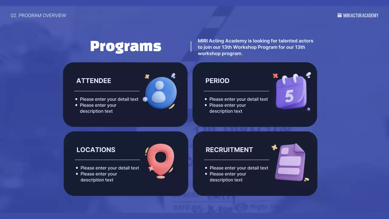 블루 모던 연기 가이드 프레젠테이션