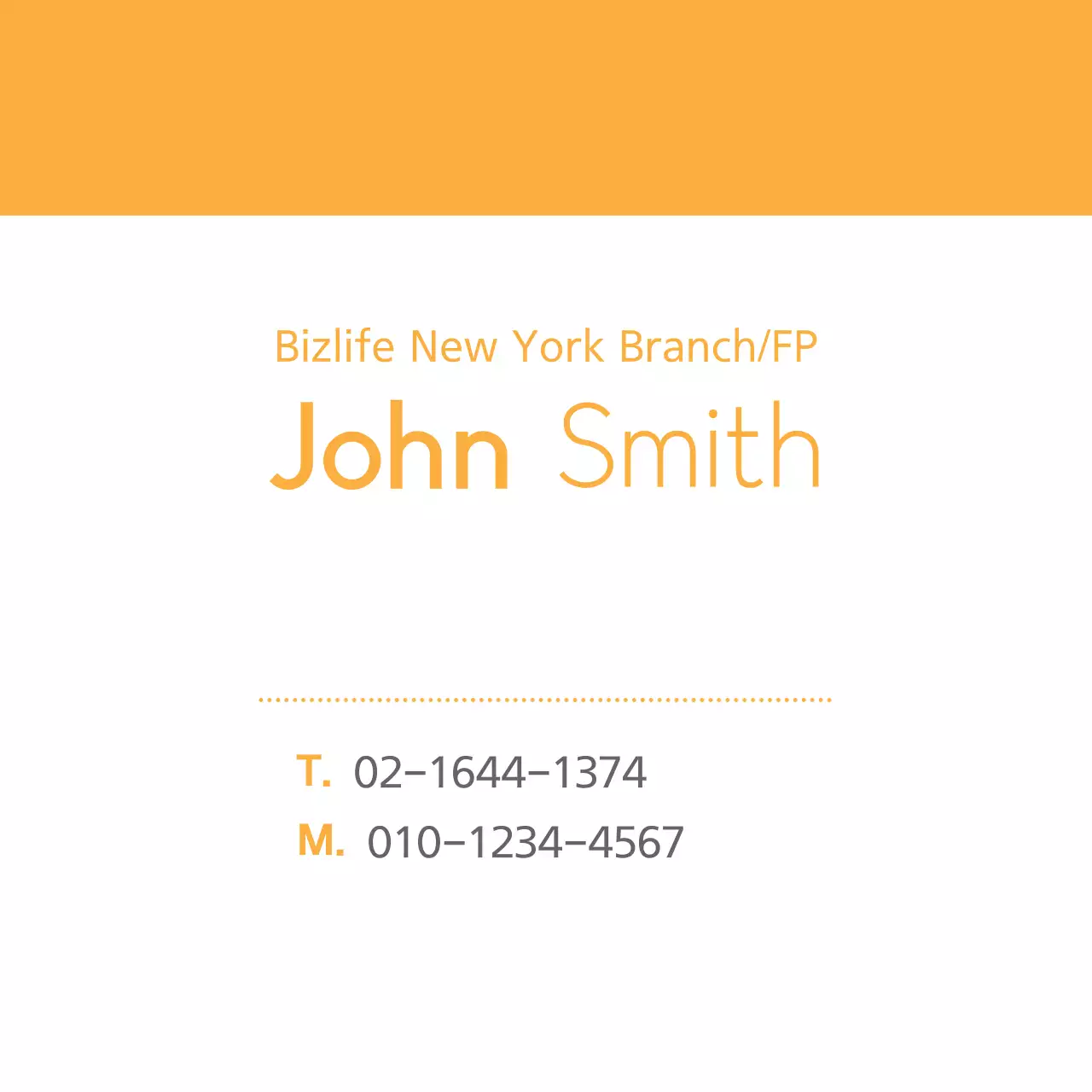 Orange Minimal Business Card Banner