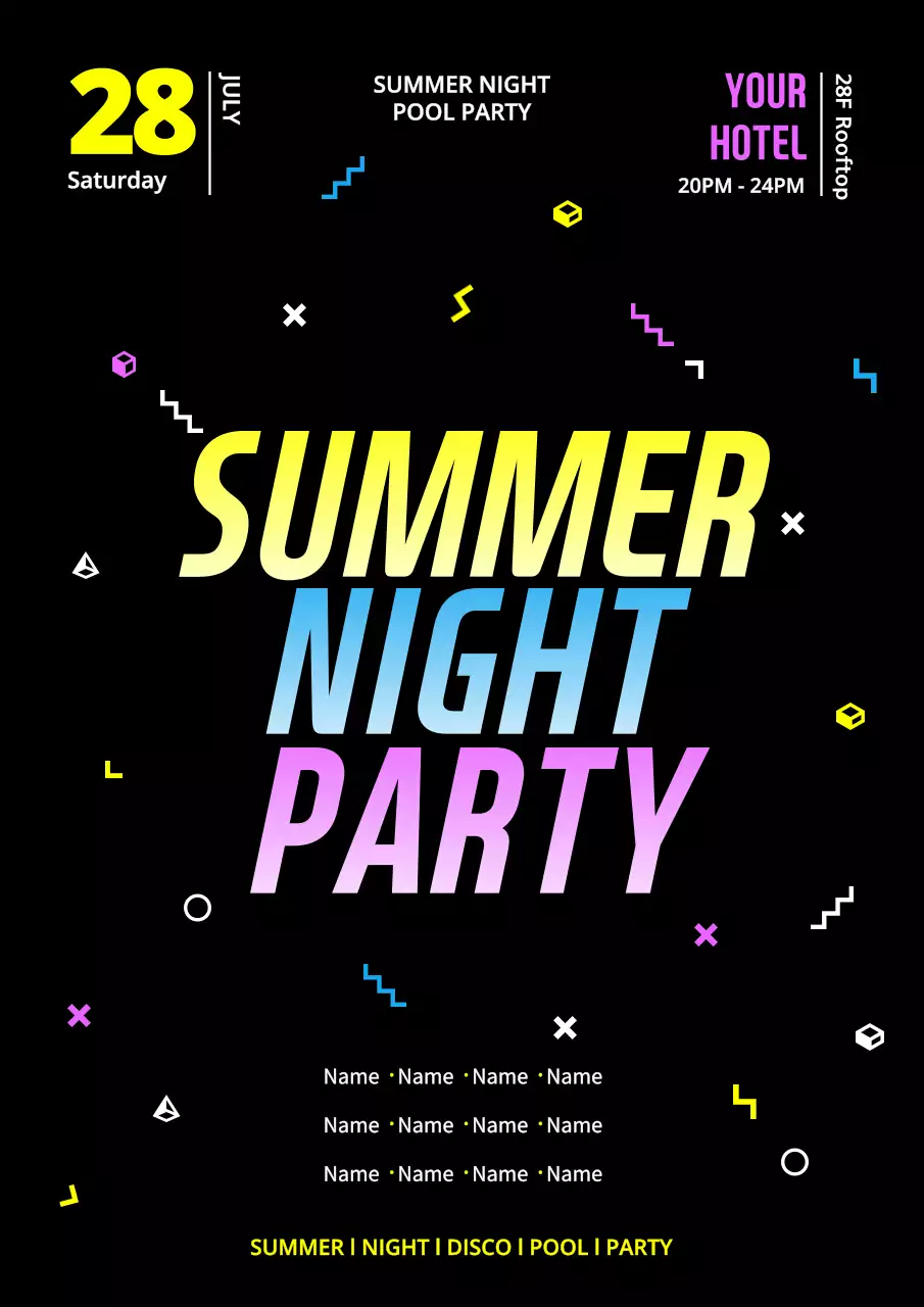 Black Trendy Party Invitation Poster