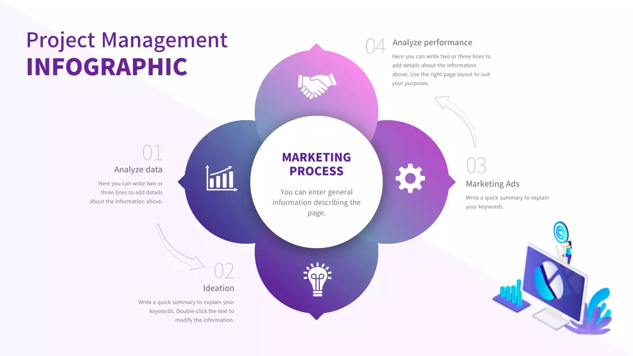 Purple Color's Simple Marketing Process Infographic