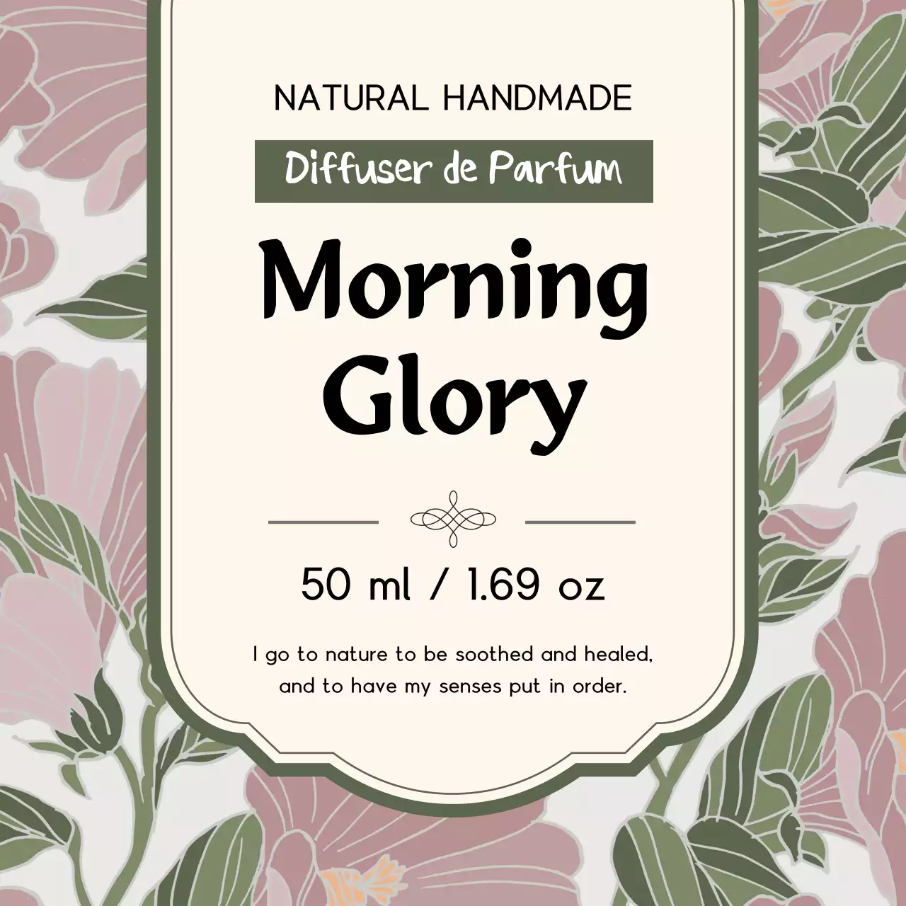 Green illustration vintage perfume label