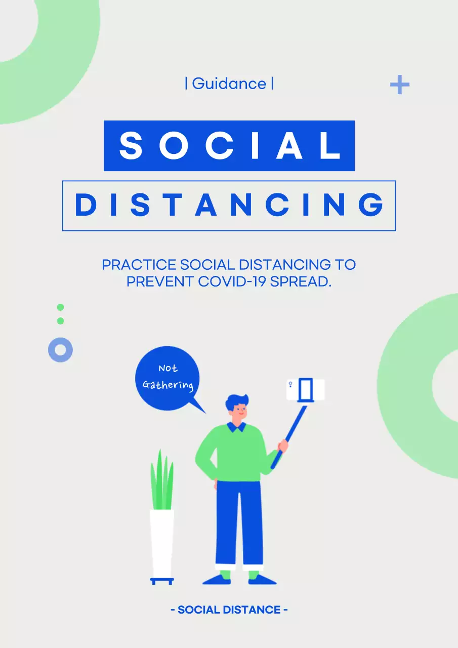 Blue Minimal Distancing Guideline Poster