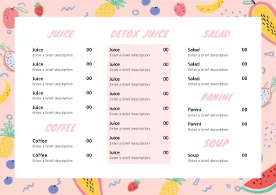 Pink Tropical Food Menu Poster