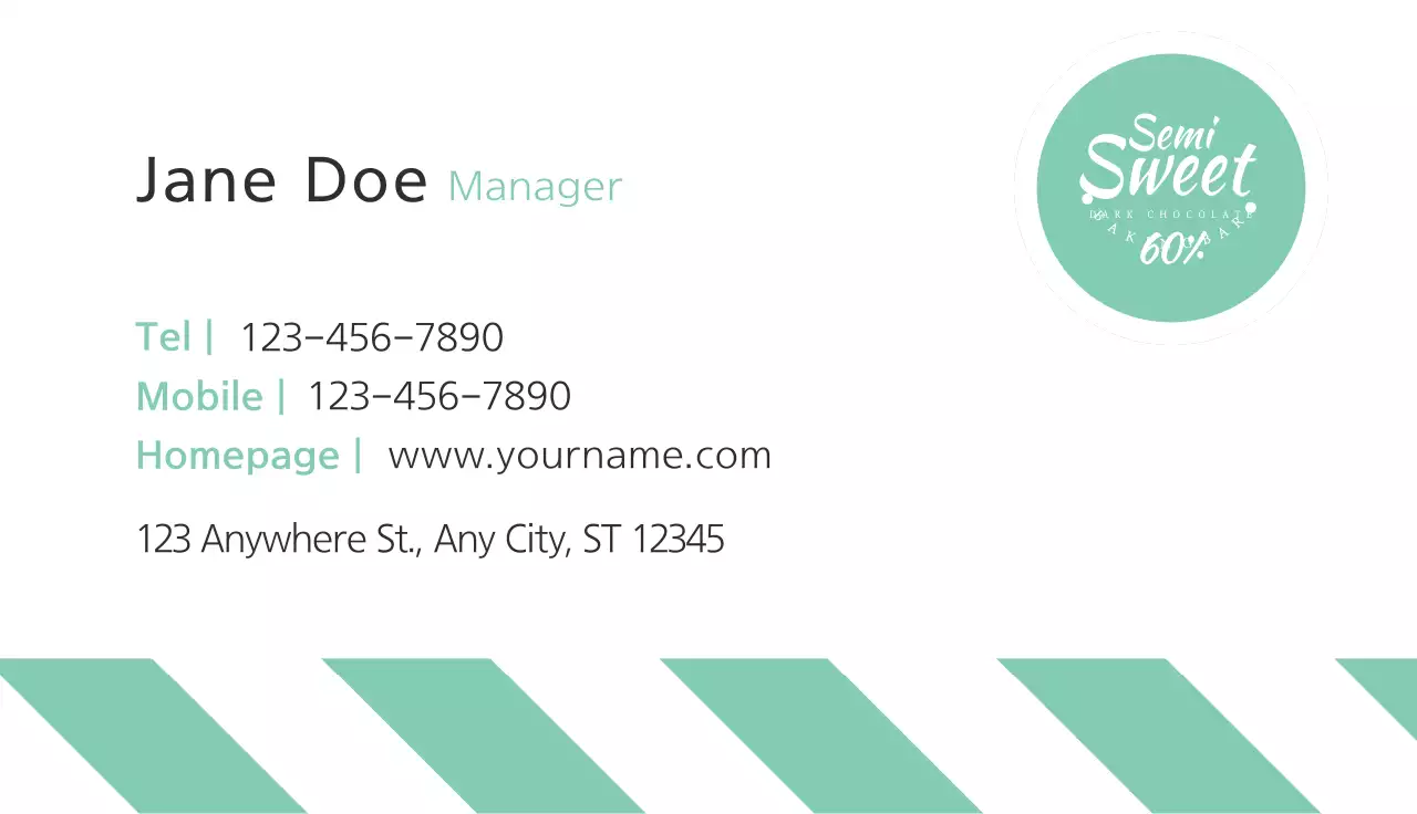 Mint Minimal Chocolate Business Card