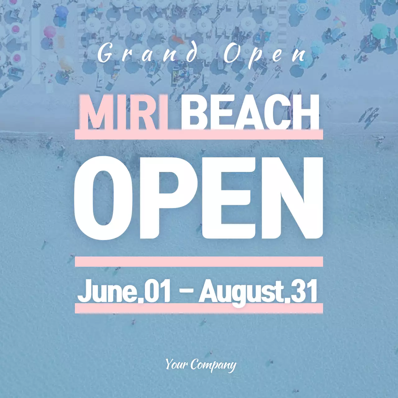 Blue Modern Beach Announcement Instagram Post