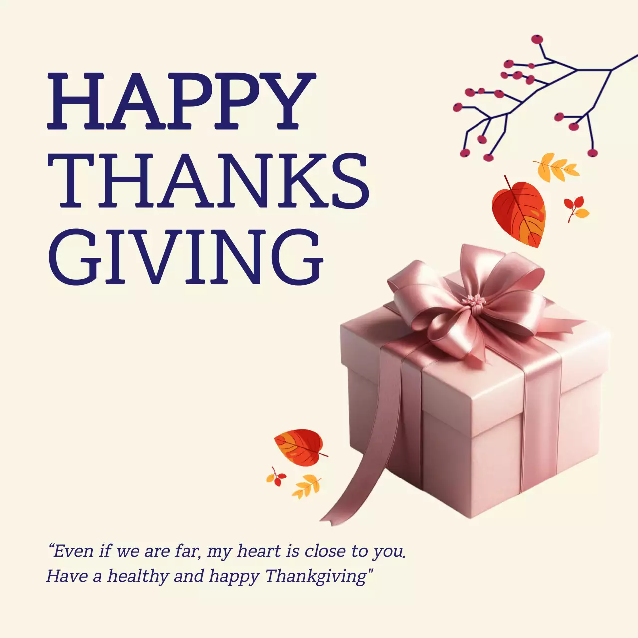 Pink Elegant Thanksgiving Invitation Social Media Post