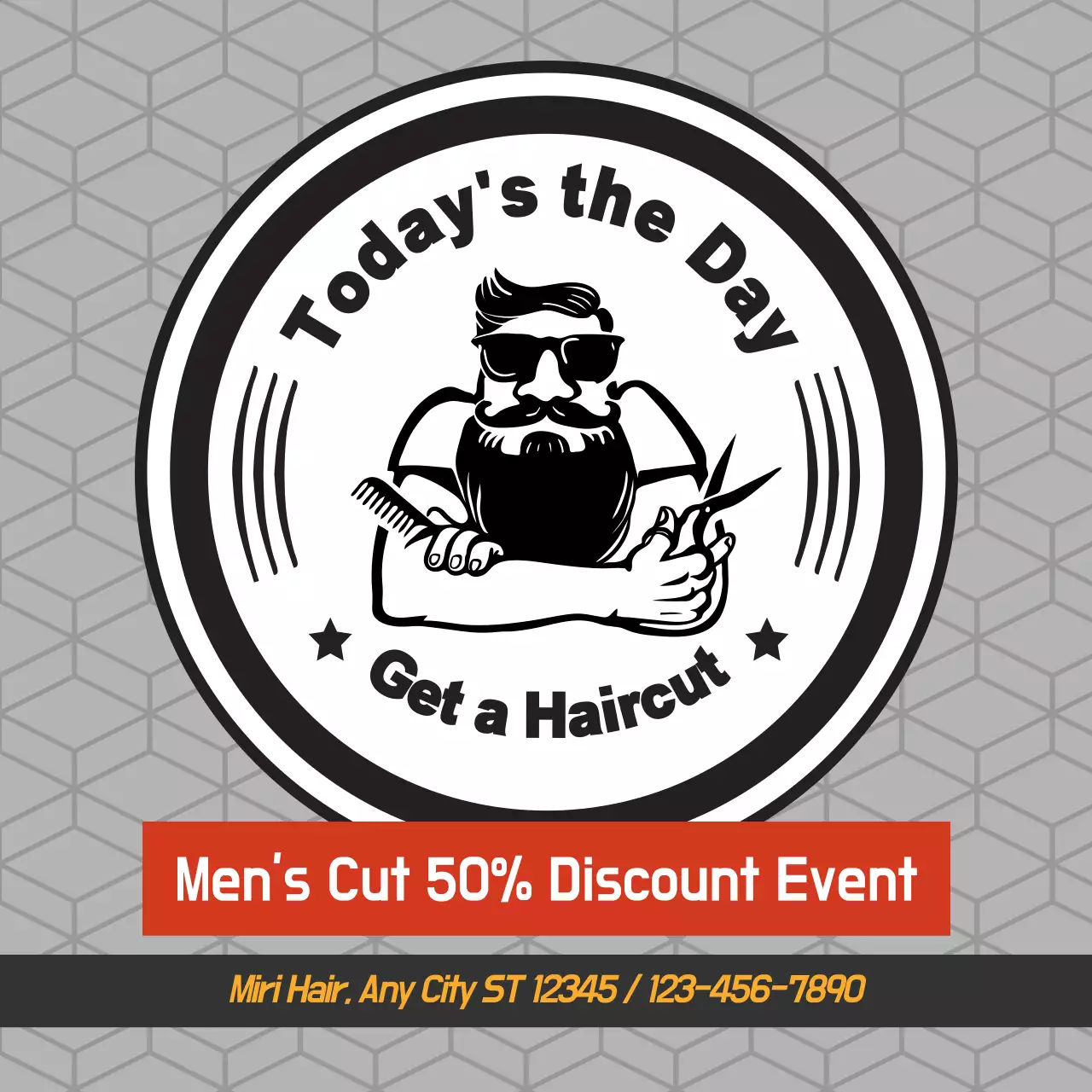 Black Retro Haircut Promotion Instagram Post