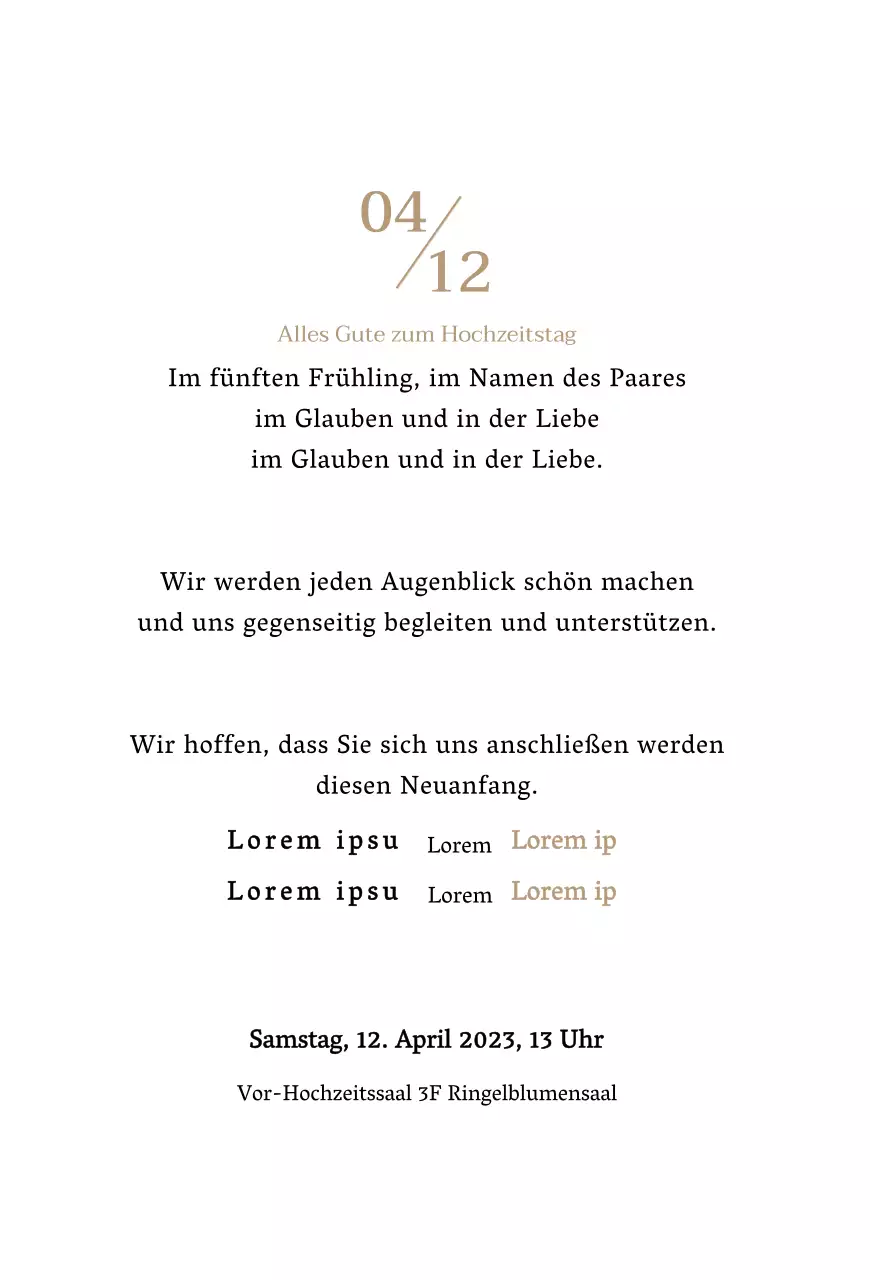 Klares Textkonzept Hochzeitseinladung mit ovalem Rahmen