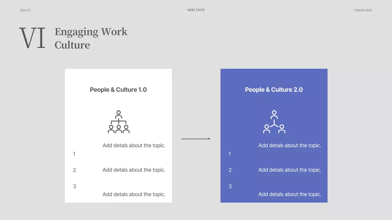 A simple event presentation in blue and gray