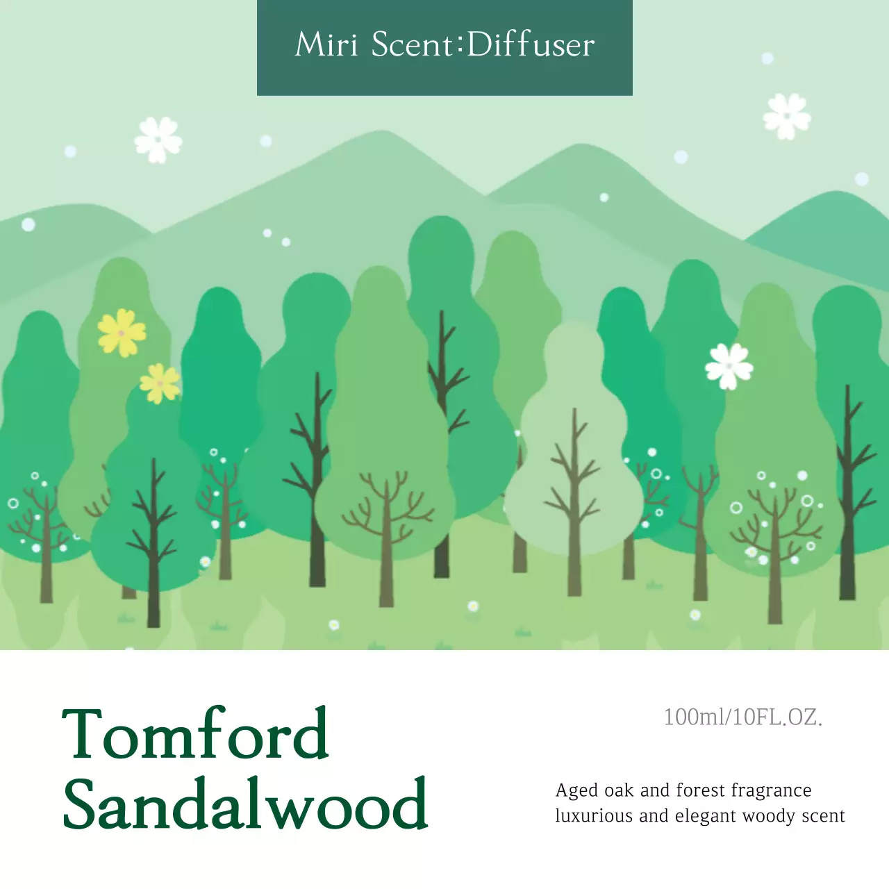 Green illustration clean perfume label