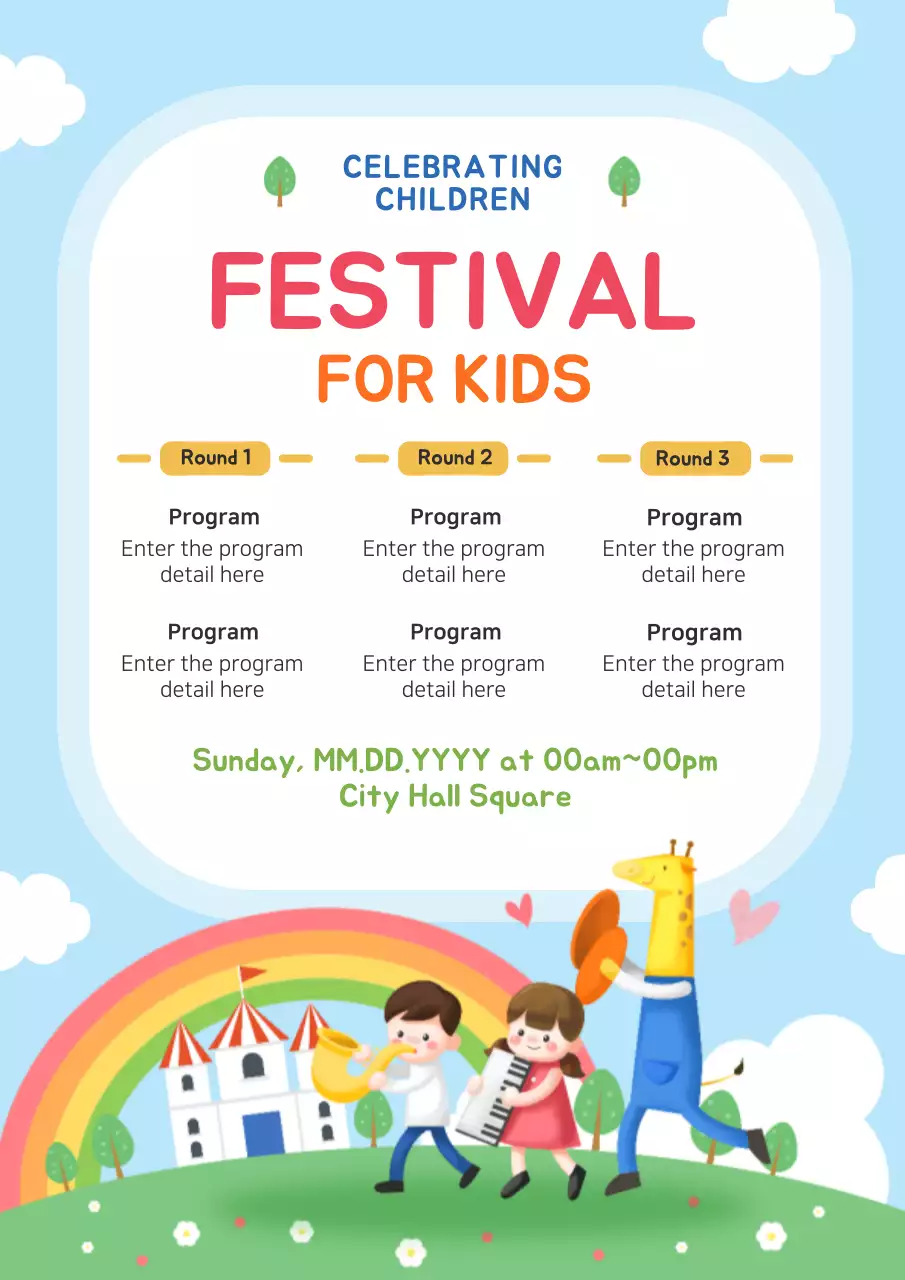 Blue Playful Kids Event Announcement Poster