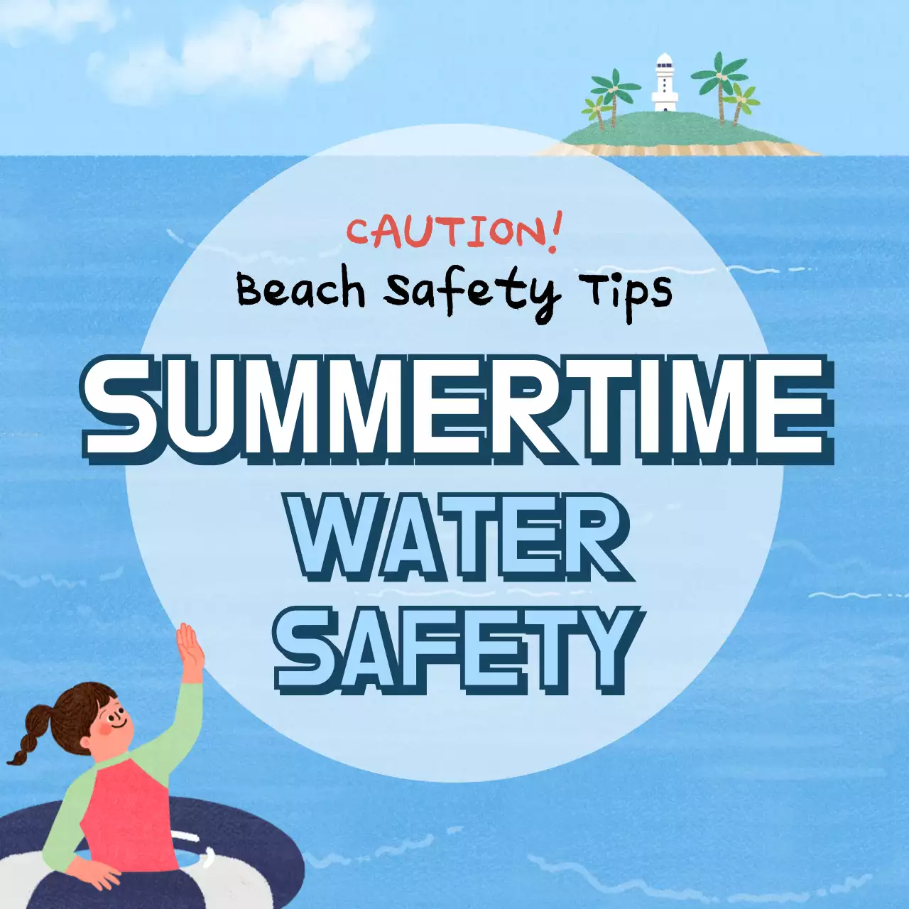 Blue Simple Beach Guide Instagram Carousel