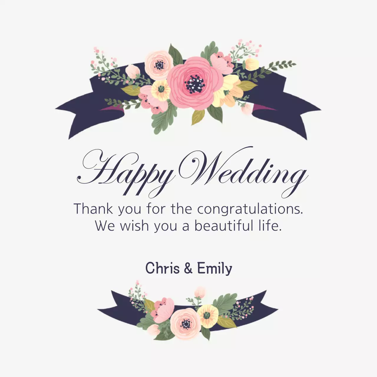 Biểu ngữ mời đám cưới thanh lịch màu xanh navy