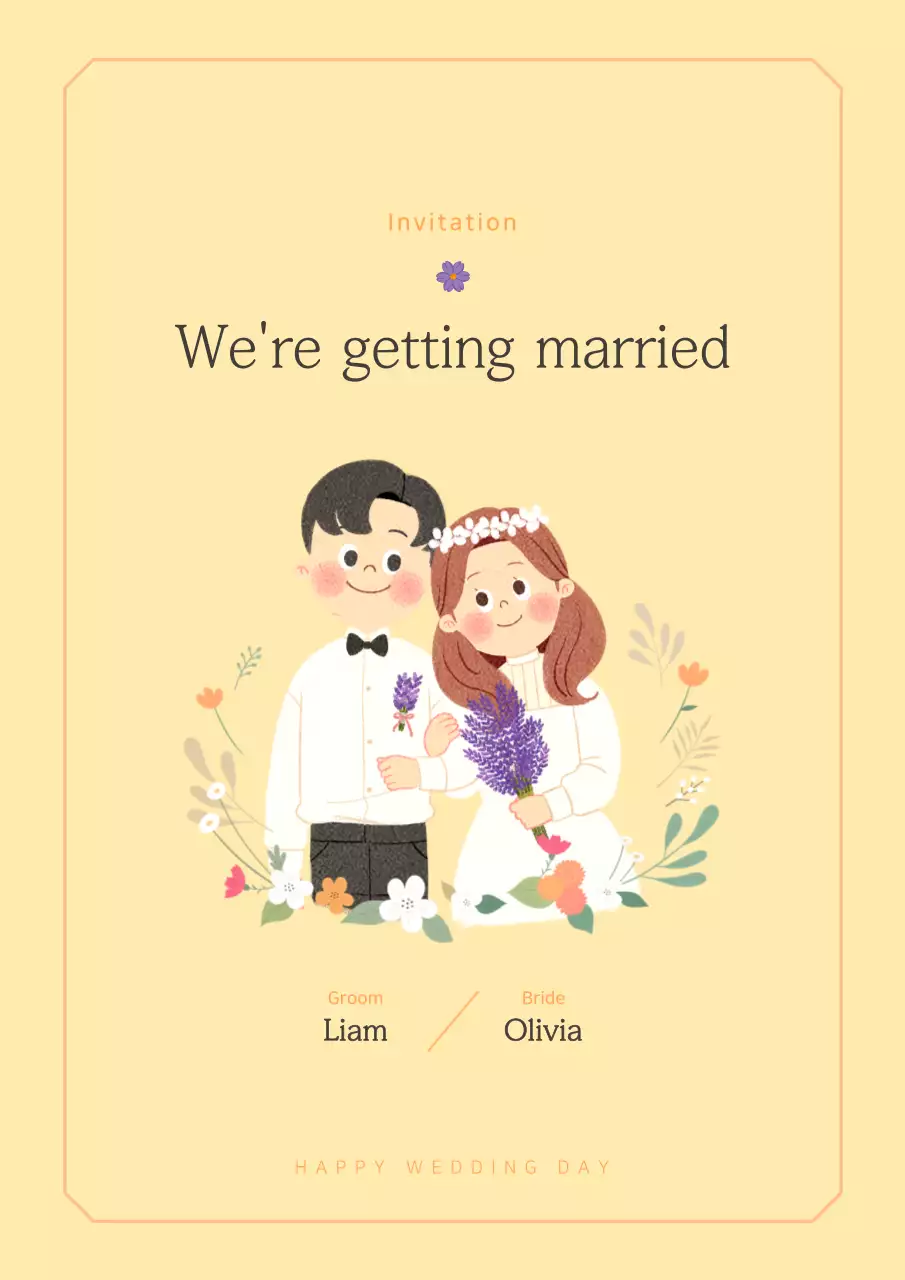 Beige Simple Wedding Invitation Poster