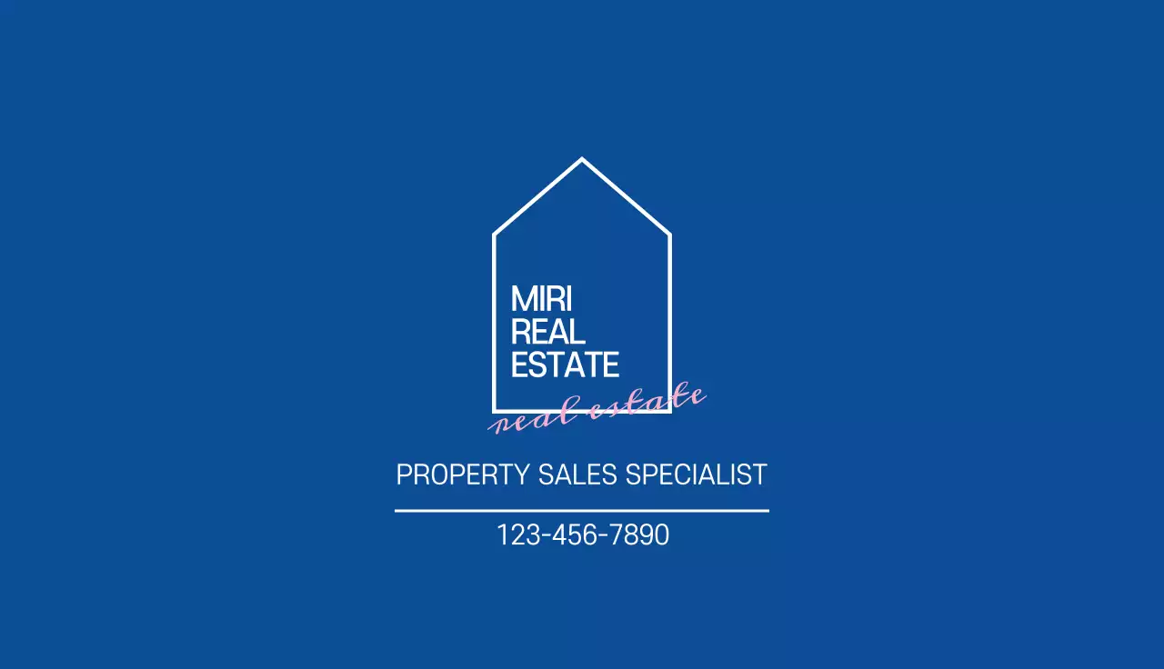 Blue Minimalist Real Estate Business Card