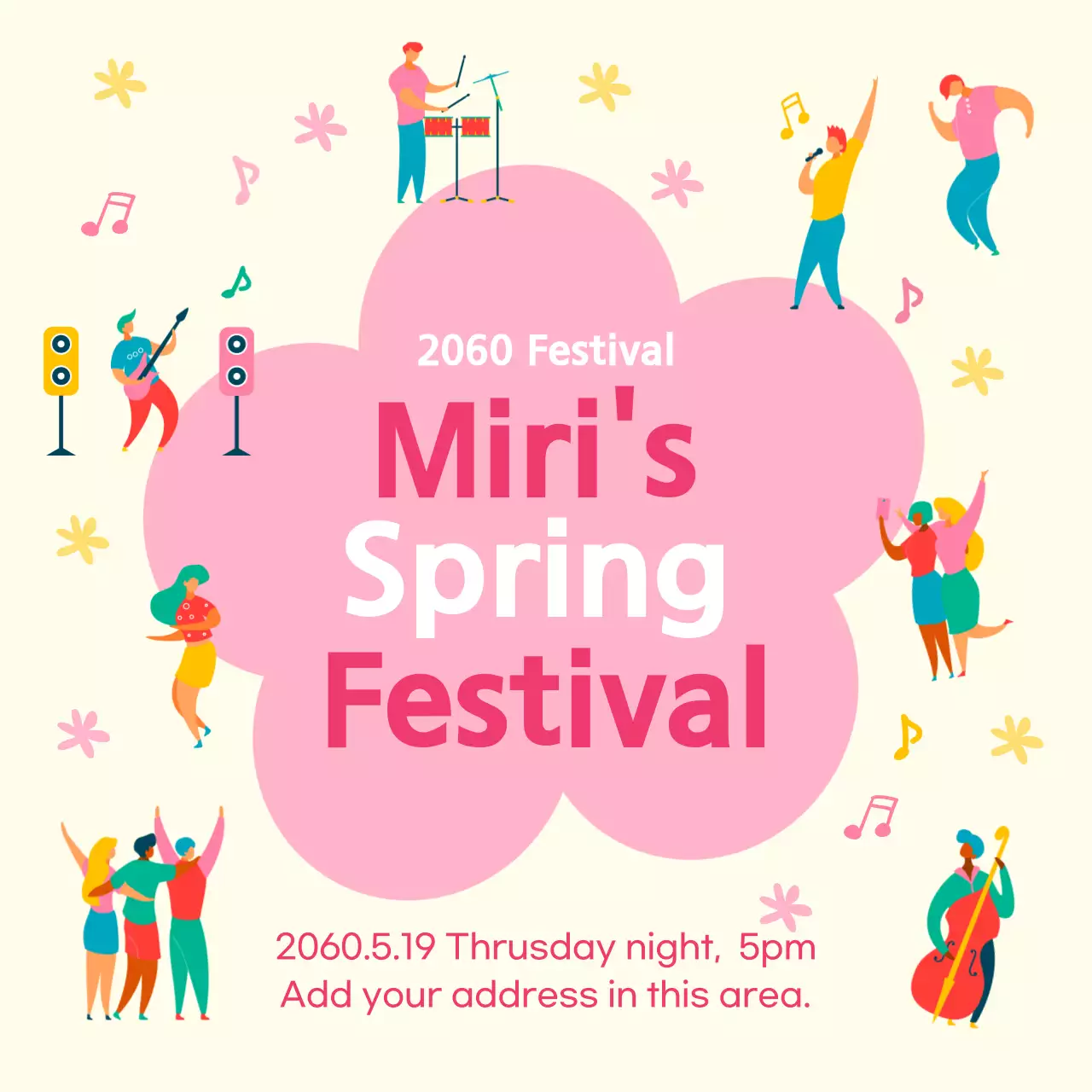 Pink Trendy Festival Invitation Social Media Post