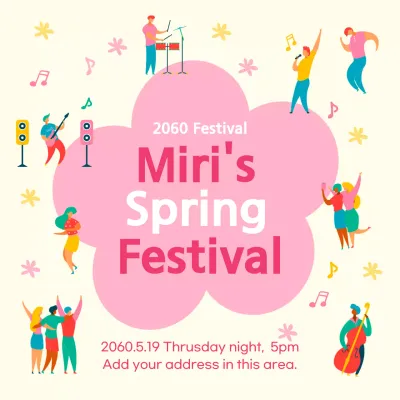 Pink Trendy Festival Invitation Social Media Post