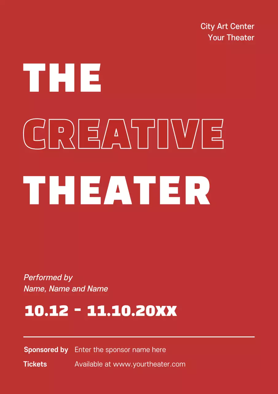 Red Simple Theater Announcement Poster