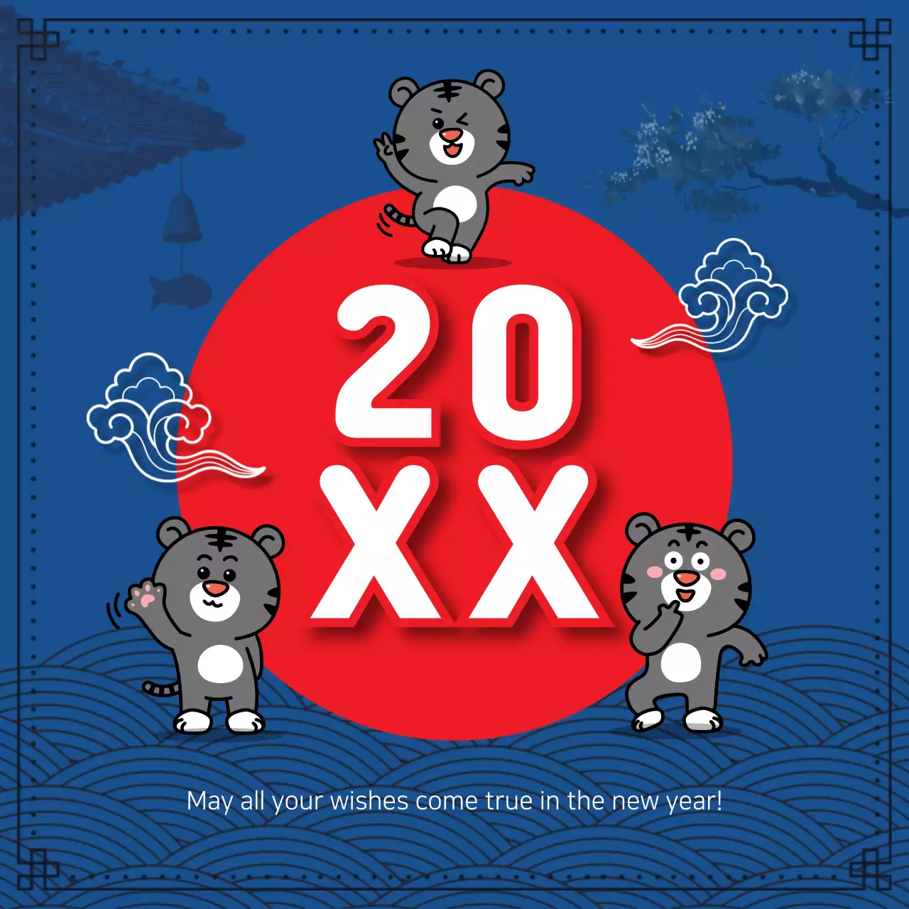 Blue Traditional New Year Invitation Instagram Post