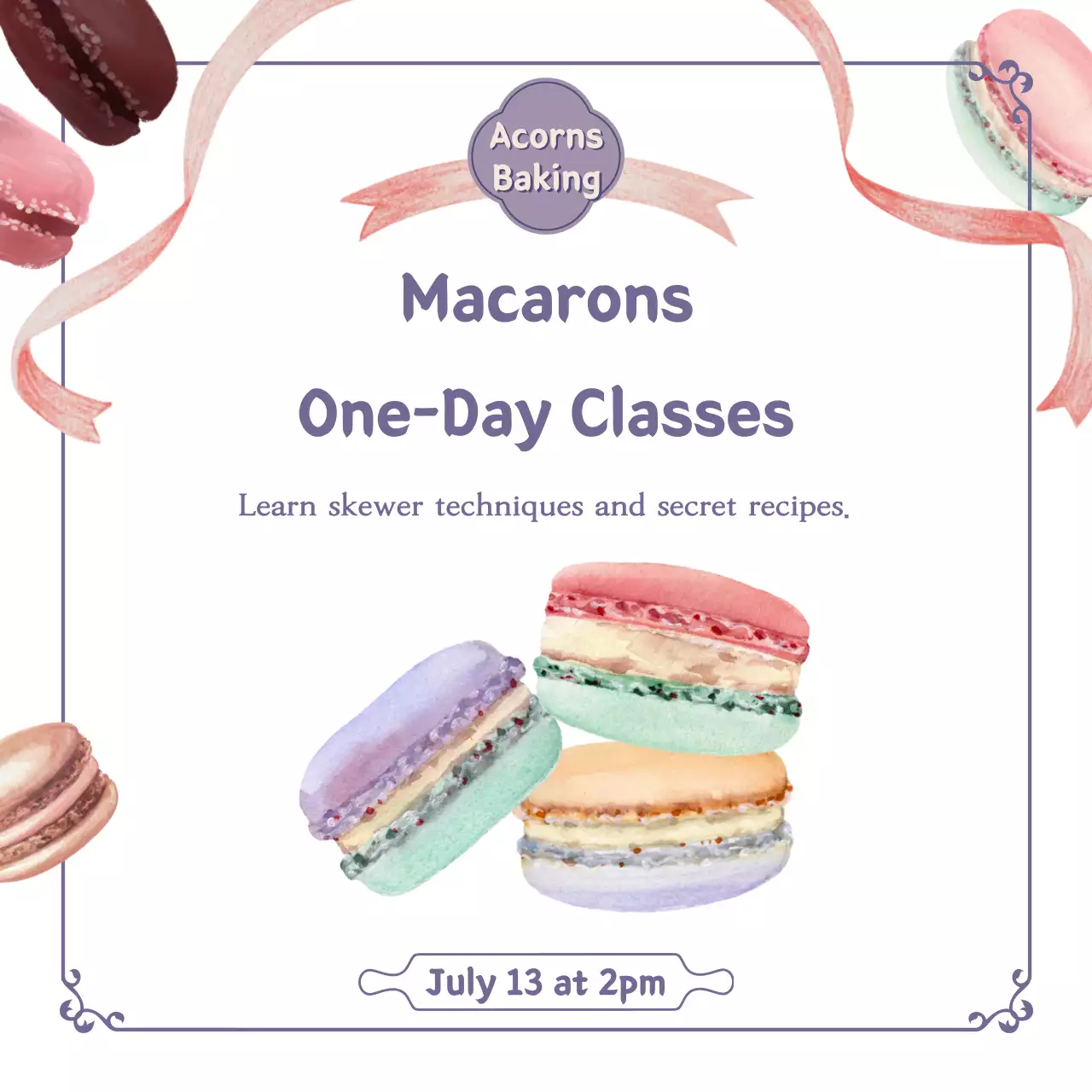 Pastel Elegant Baking Class Banner