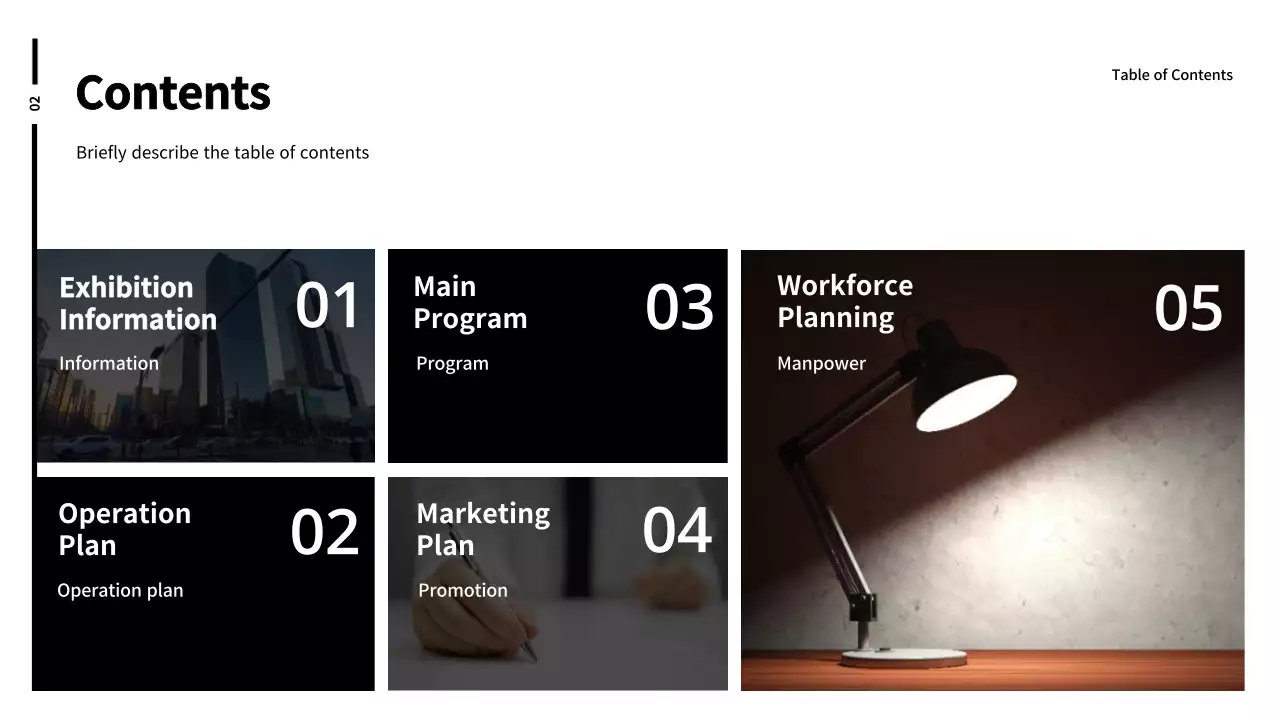 Exhibition booth planning report in black and white