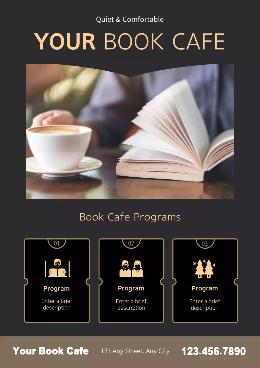 Black Modern Book Cafe Promotion Poster