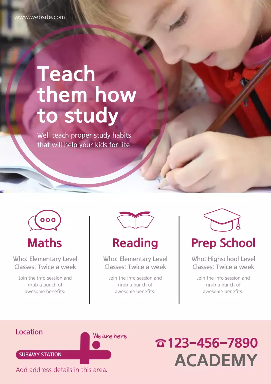 Pink Modern Education Promotion Poster