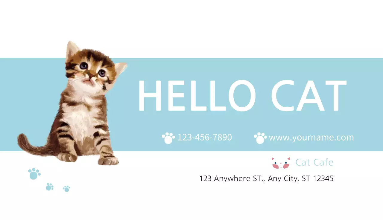 Blue Minimal Cat Business Card