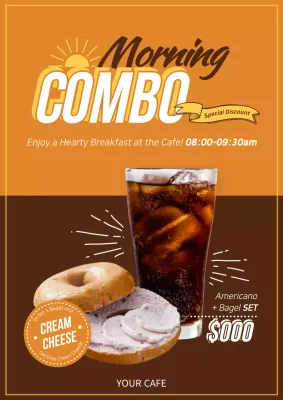 Orange Modern Breakfast Promotion Poster