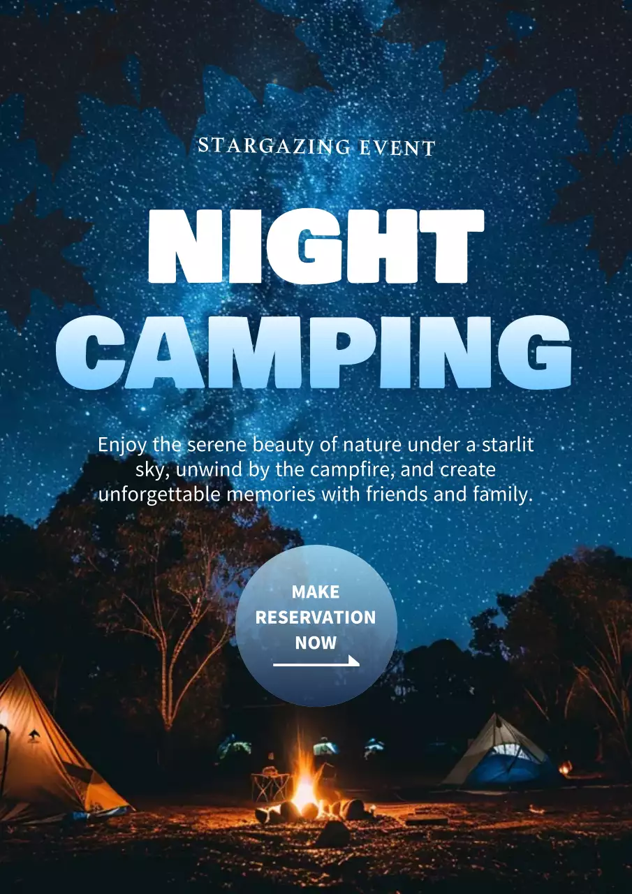 Blue Rustic Camping Promotion Poster