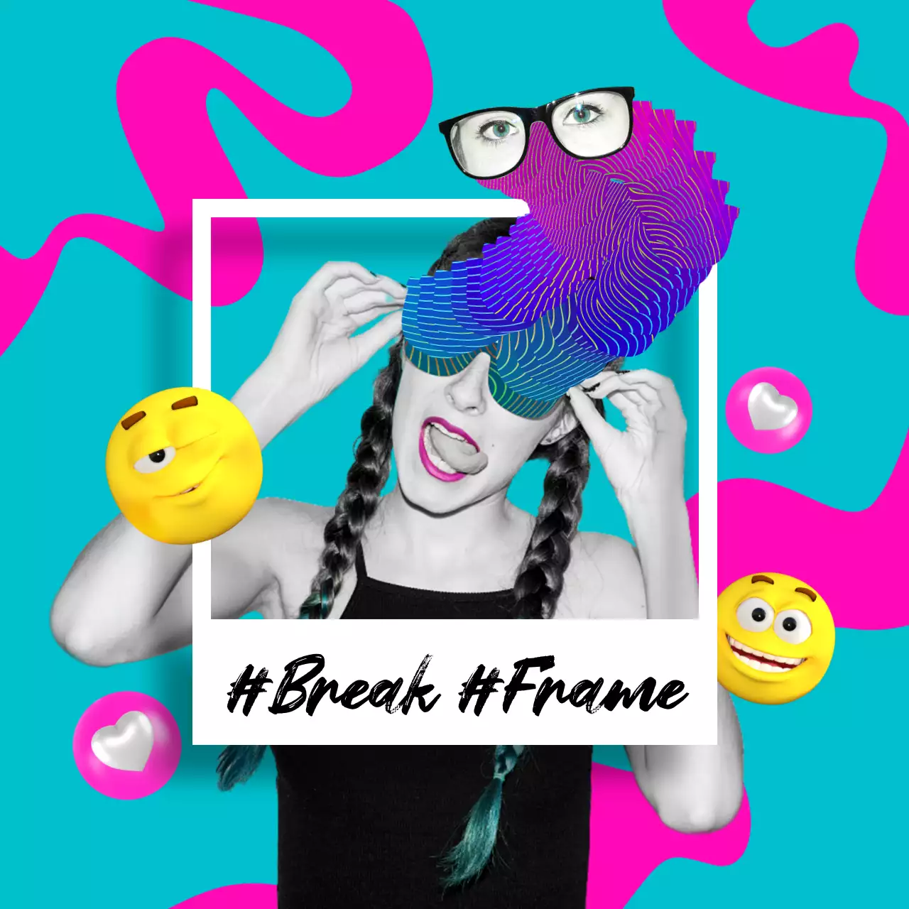 Teal Psychedelic Promotion Social Media Post