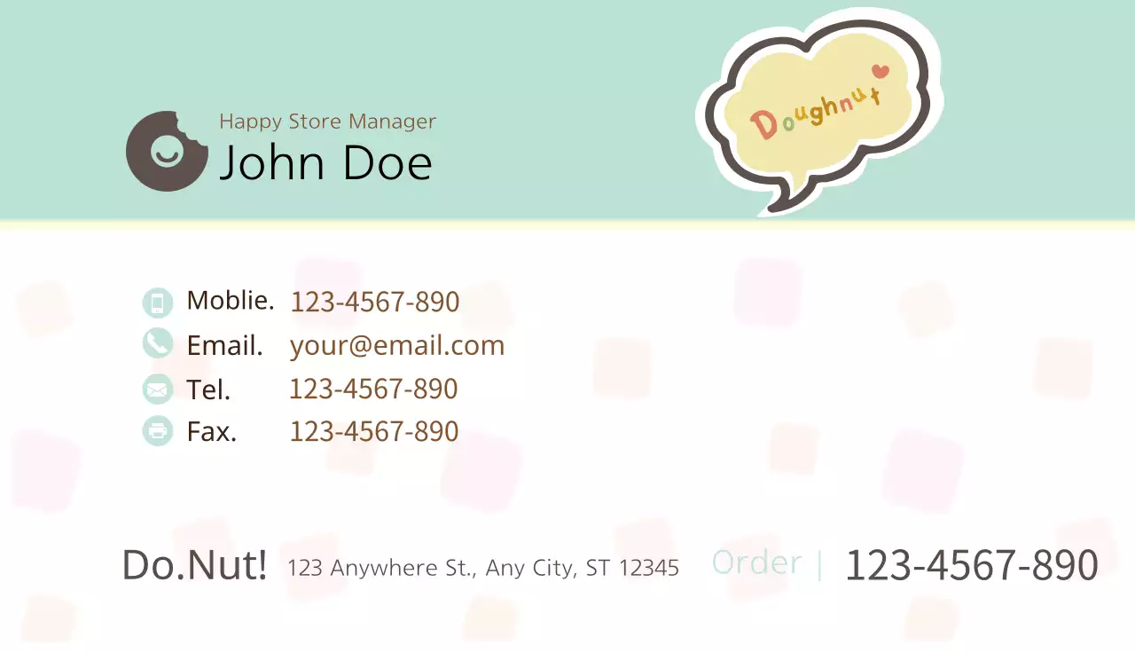 Mint Minimal Donut Advertisement Business Card