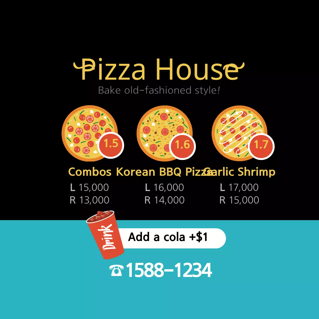 Black Simple Pizza Menu Banner
