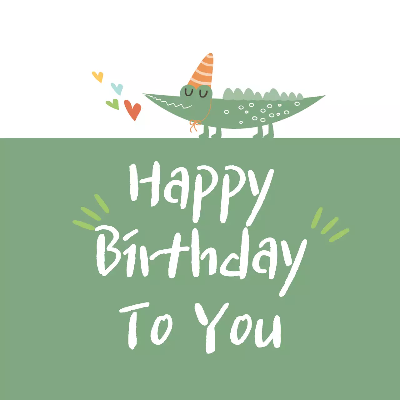 Green Cute Birthday Card Banner