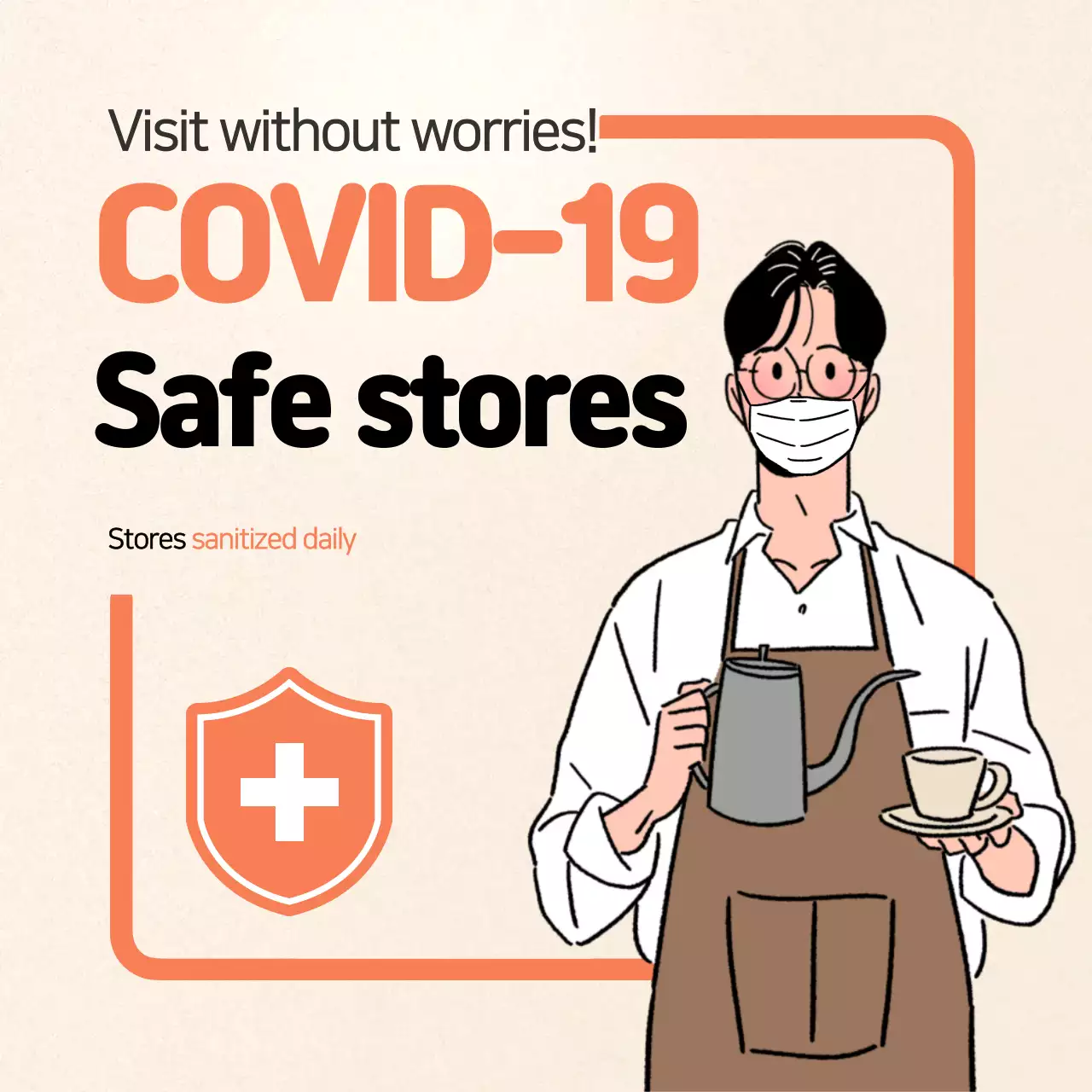 Orange Minimal Safety Announcement Social Media Post