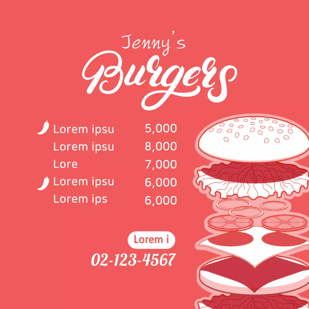 Red Trendy Burger Menu Banner