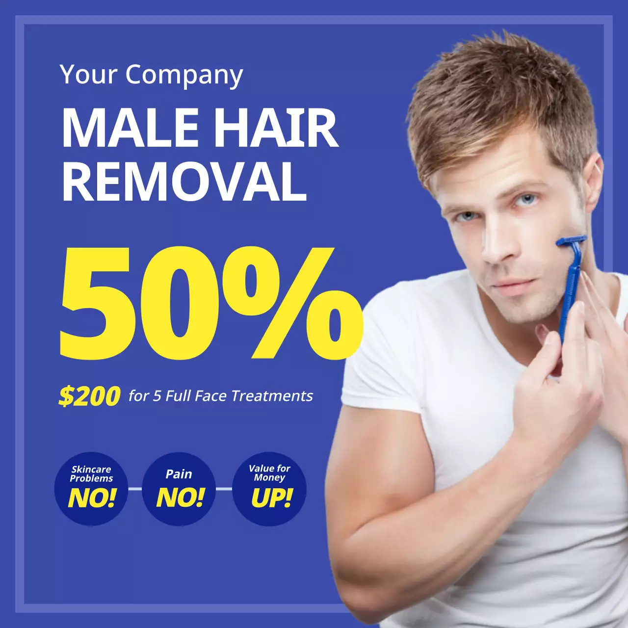 Blue Modern Hair Removal Promotion Instagram Post