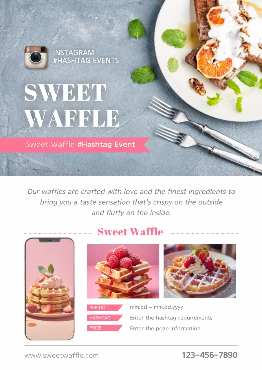 Pink Trendy Waffle Promotion Poster