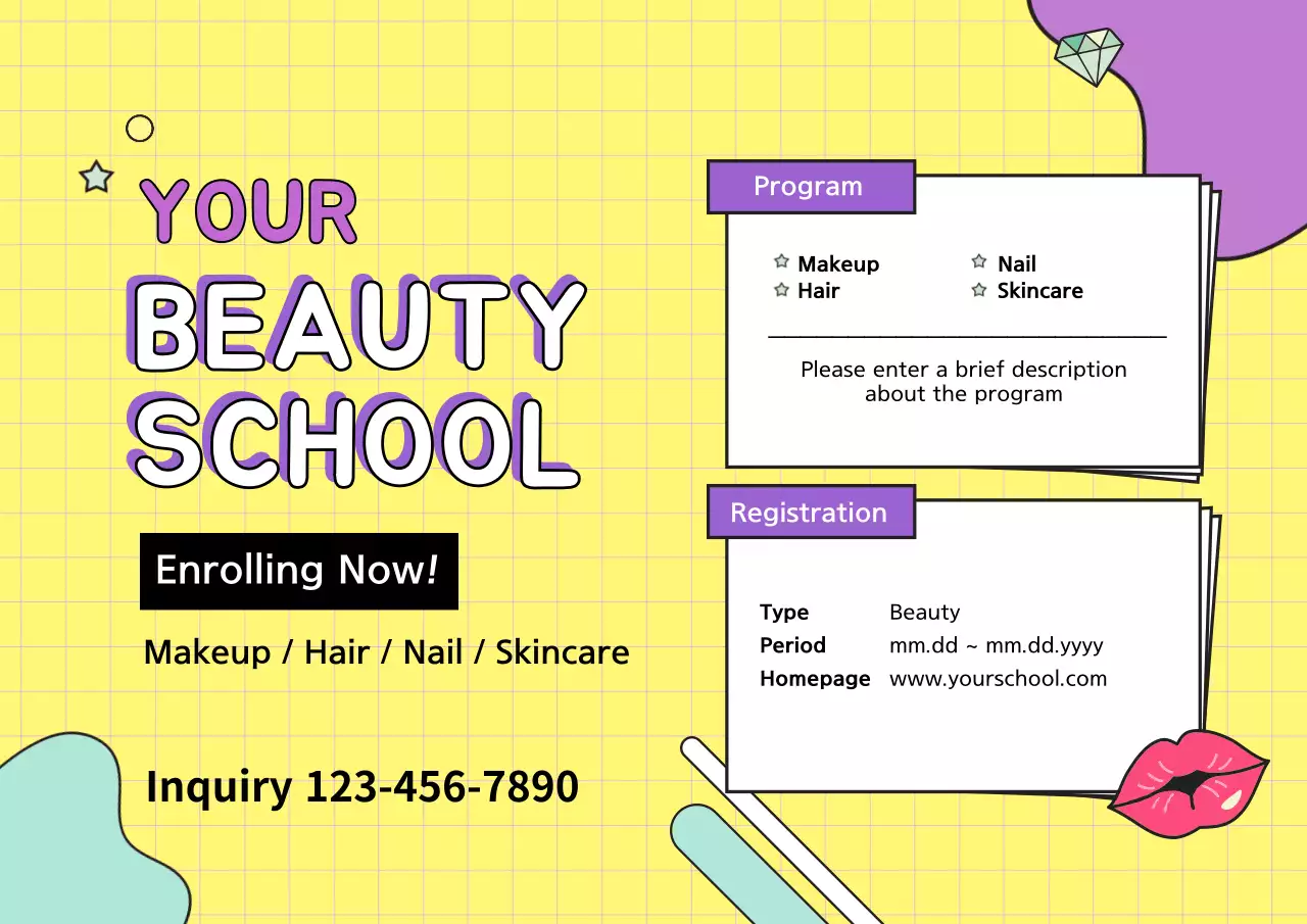 Yellow Trendy Beauty Registration Poster