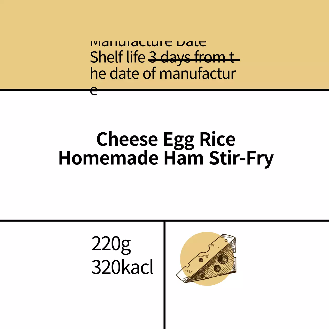 Ilustrasi kuning makanan sederhana nasi telur keju nasi telur buatan sendiri label tumis