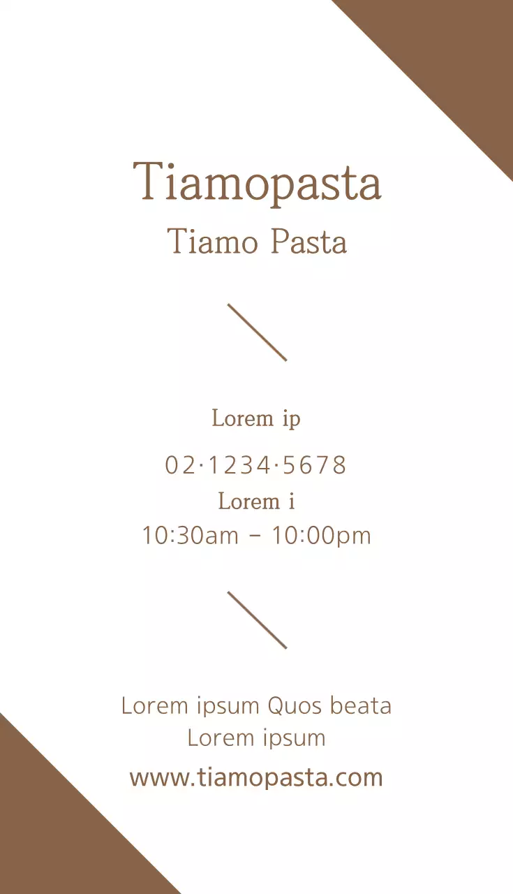 Danh thiếp quảng cáo mì ống Brown Rustic