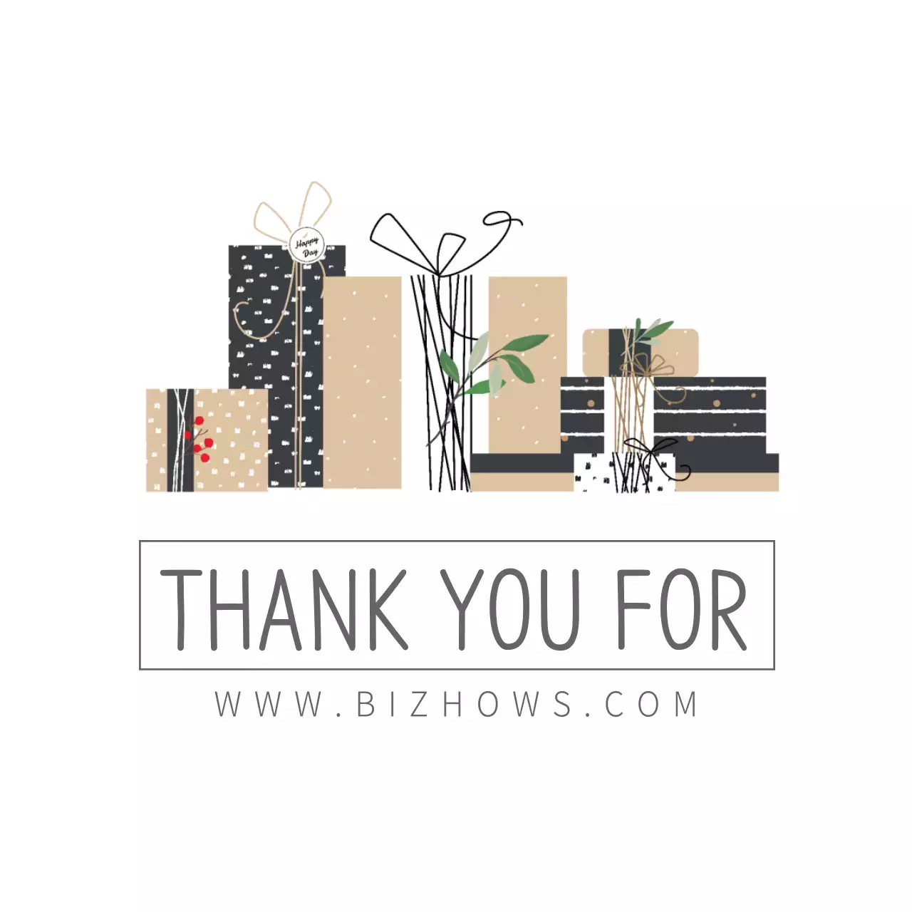 Beige Minimal Thank You Card Banner