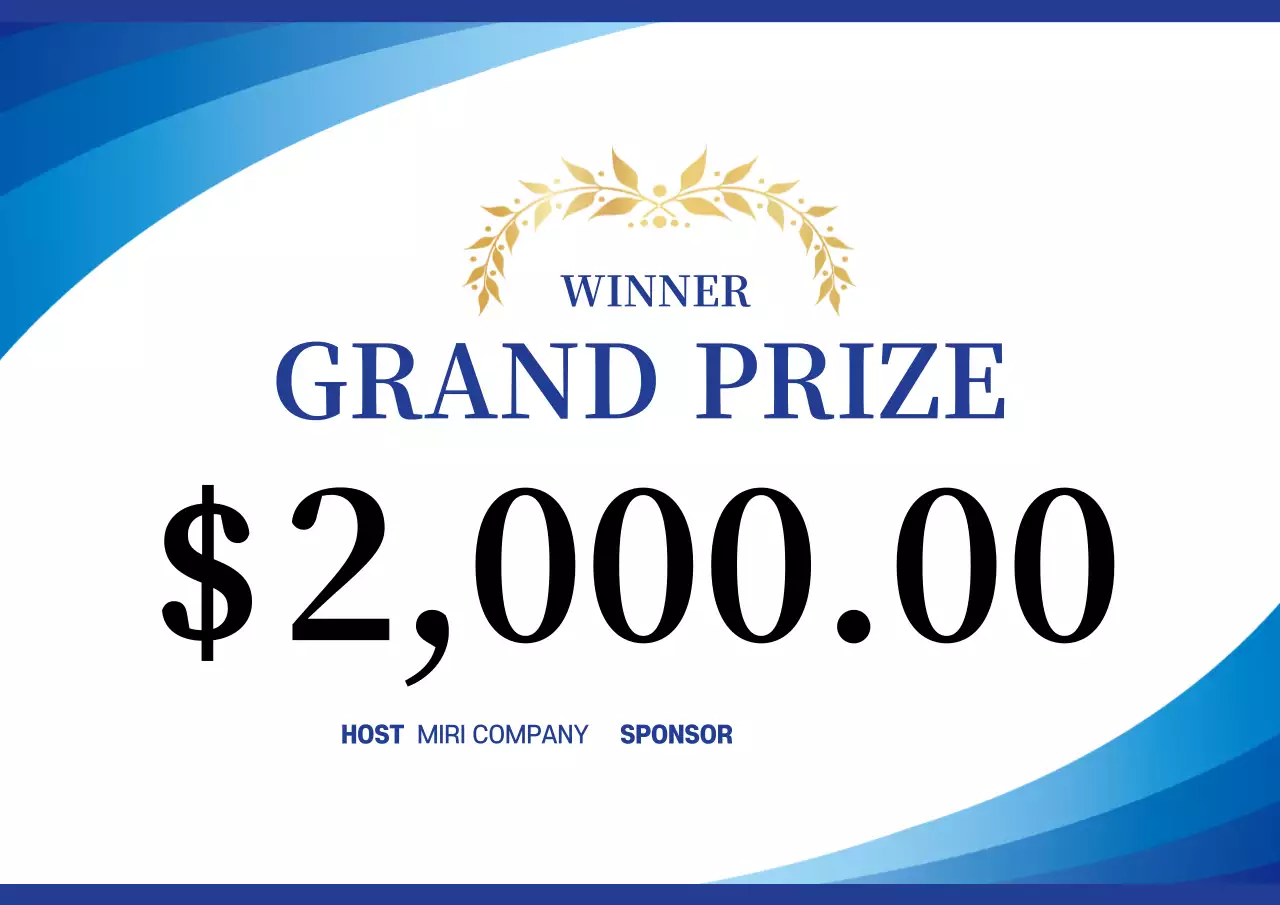 Blue Elegant Prize Announcement Poster