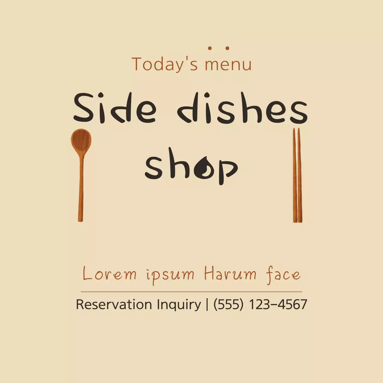 Banner de anúncio de menu minimalista bege