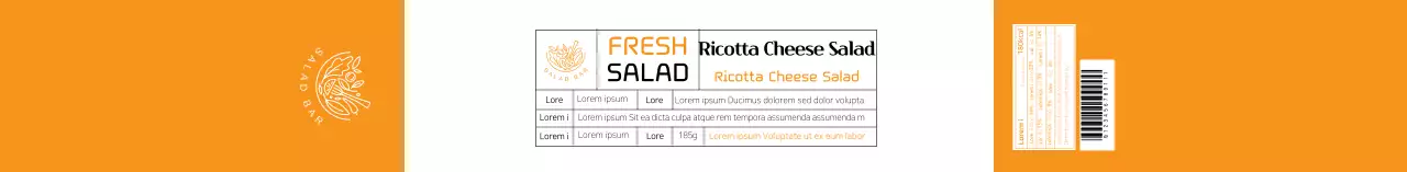Label informasi makanan salad rapi berwarna kuning