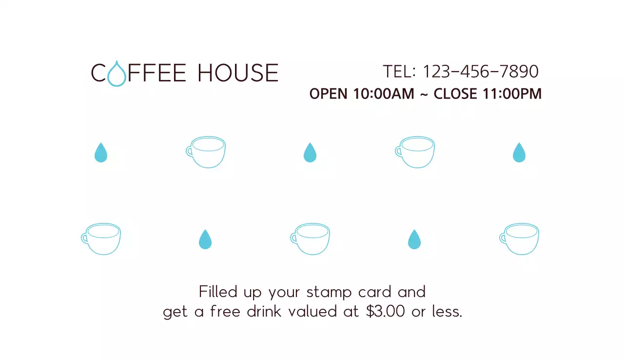 Blue Minimal Coffee Promotion Business Card