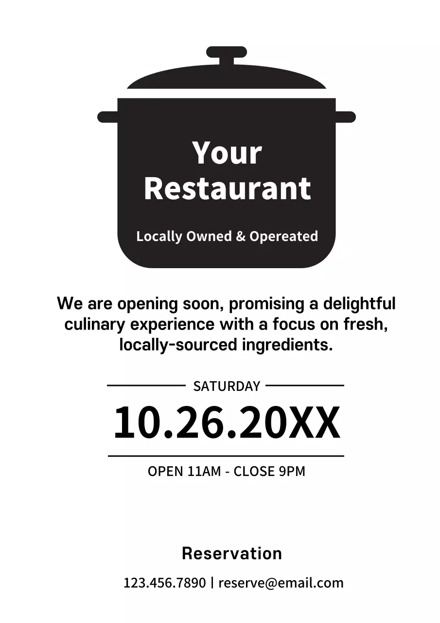 Black Minimal Restaurant Announcement Poster