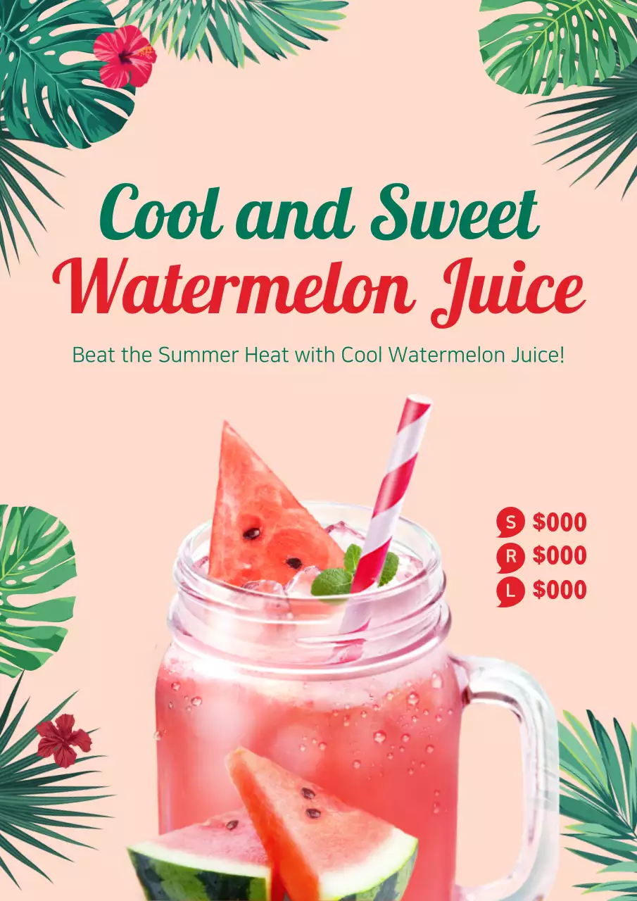 Pink Tropical Juice Promotion Poster